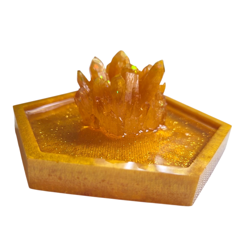 Gold Jewelry dish with Crystal Ring holder